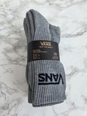Vans 3 Pack Gray Crew Socks Men’s Size 6–9 NEW